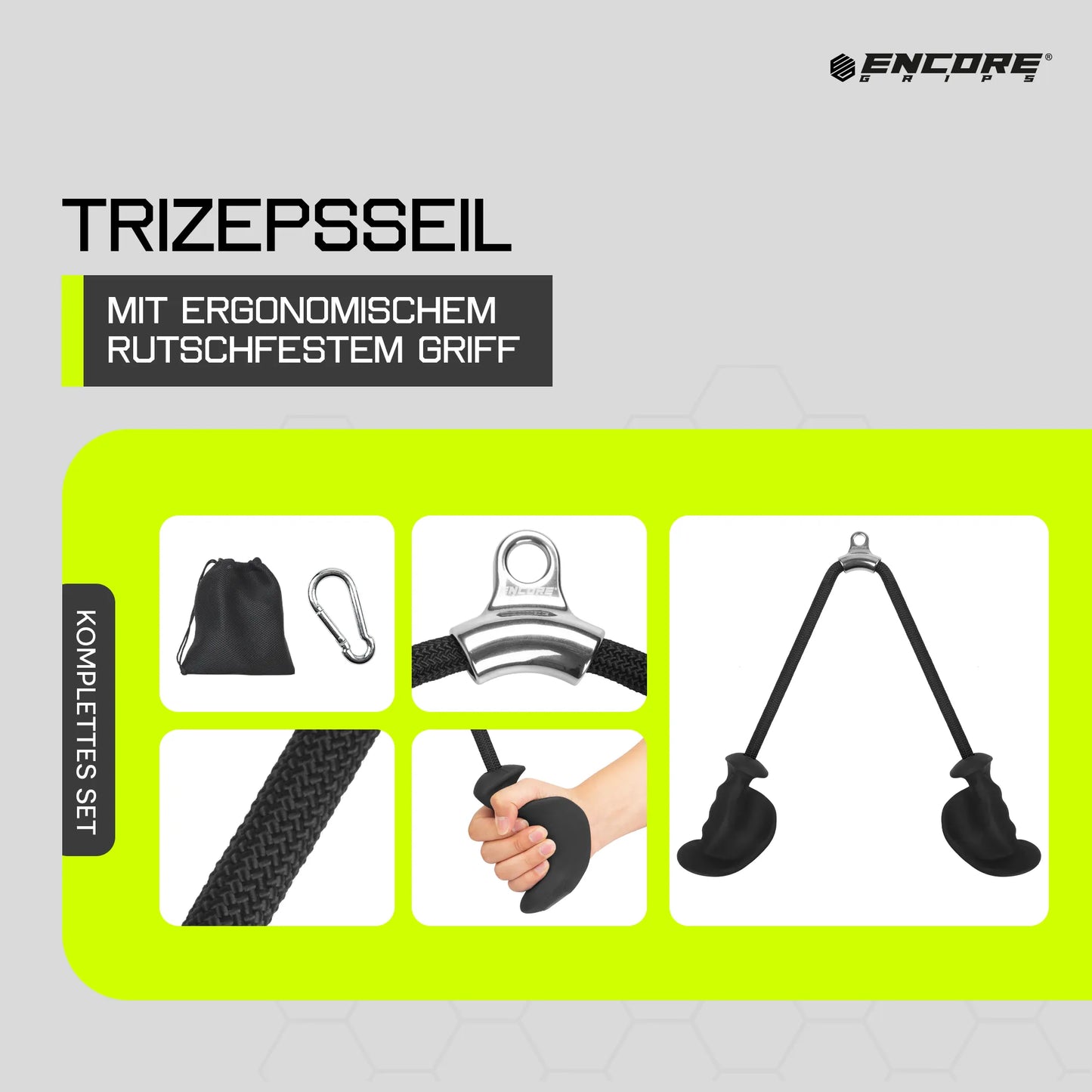 Encore Grips® Trizepsseil mit ergonomischen Griffen